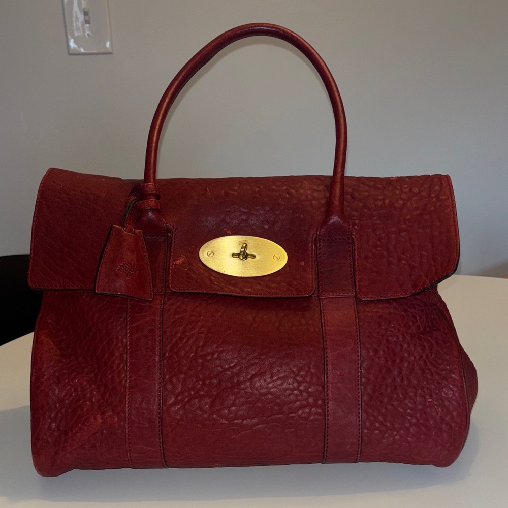 Mulberry Bayswater Burgundy Leather Satchel Handbag